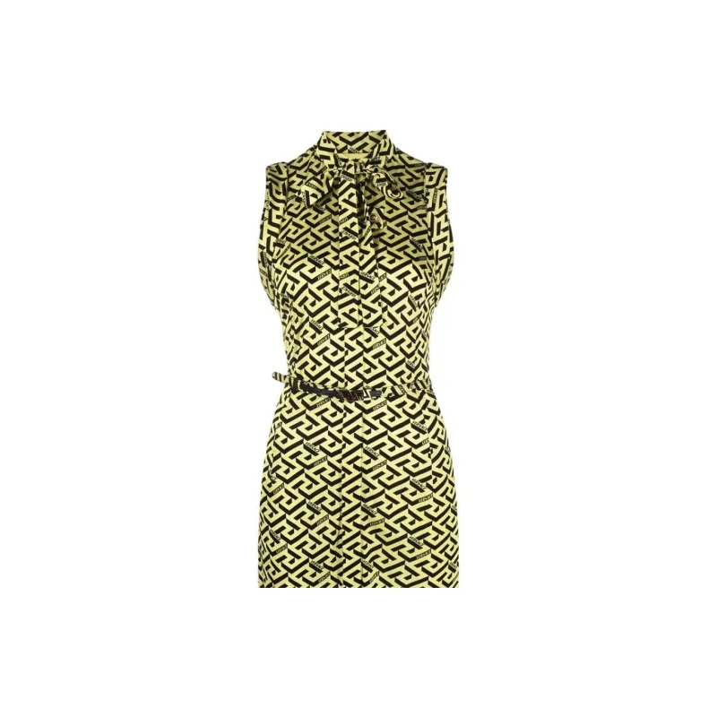 VERSACE Sleeveless Dresses Women's Yellow-4