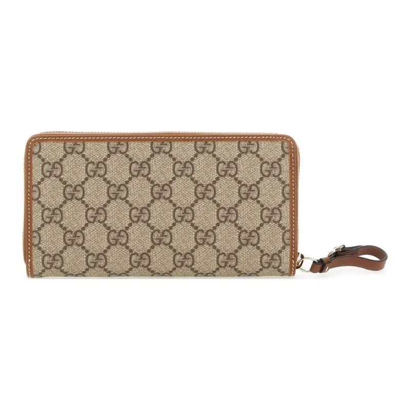 GUCCI Fabric Wallet Women's Beige & Brown-3