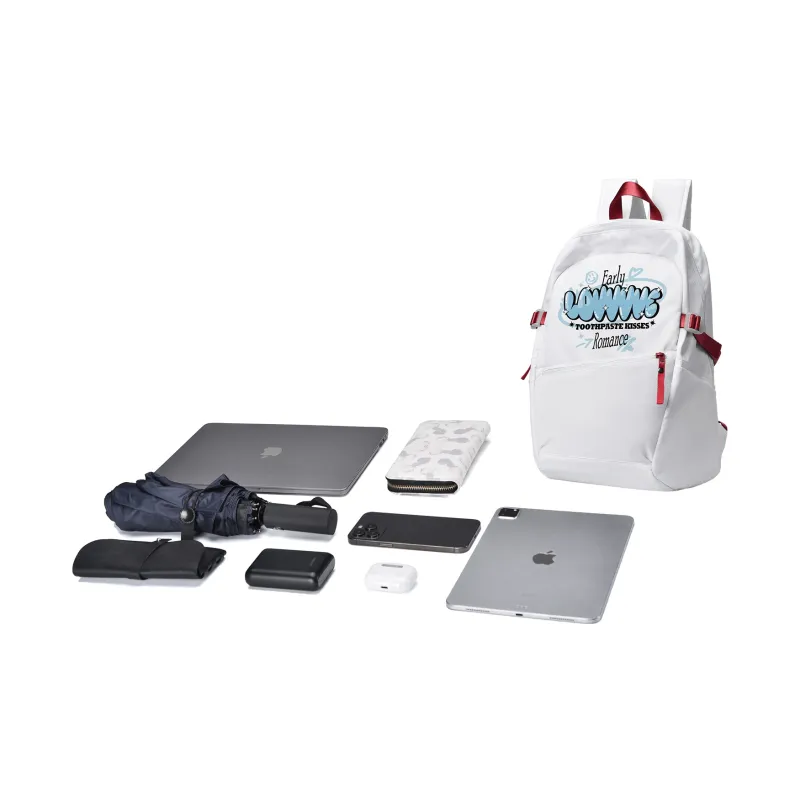 LOVVVVE Polyester Backpack Backpack Backpack Travel Bag Regular Unisex White-5