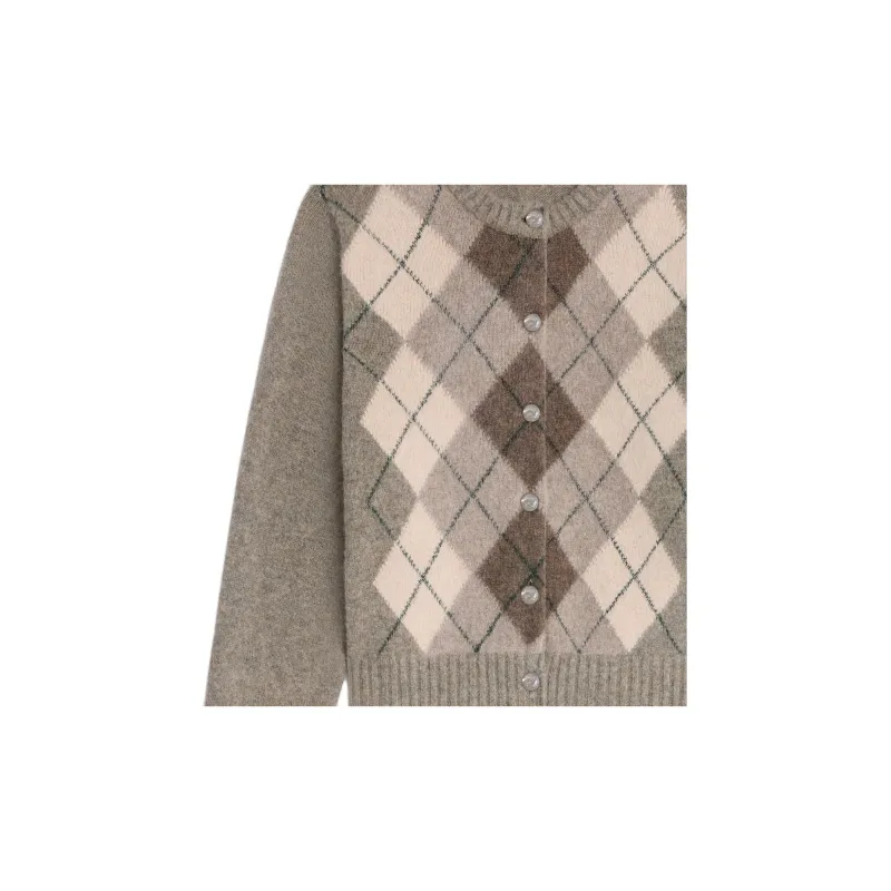 CELINE Cardigan In Argyle Alpaca Wool-5