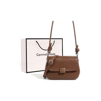 Carnival Keep Cow Leather Shoulder Bag Regular Women's Coffee/Black