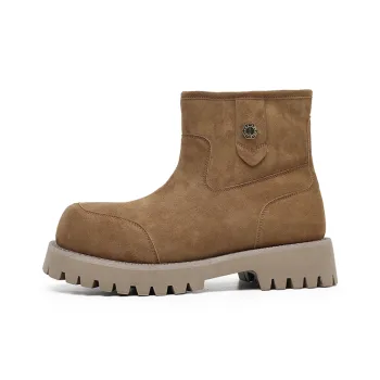 Angelmi Warm And Wear Resistant Short Snow Boots Unisex Brown