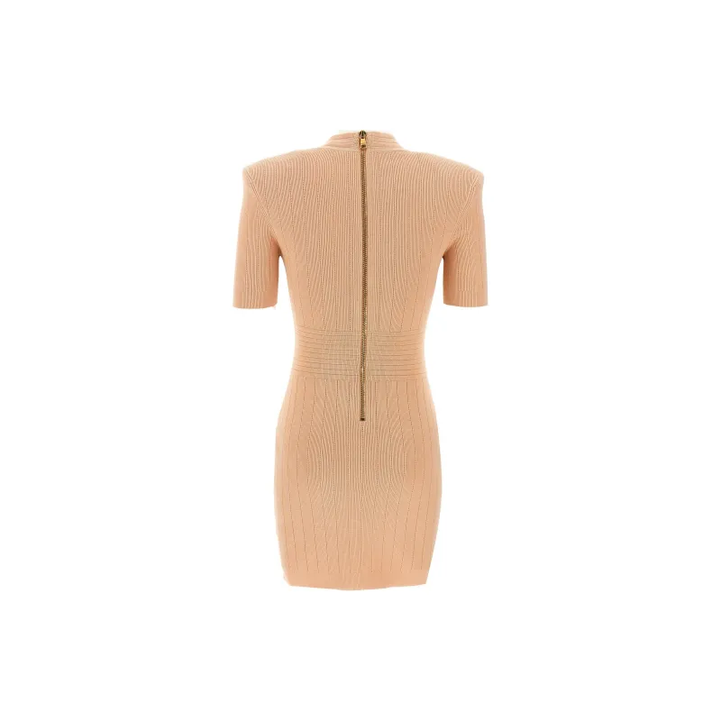 BALMAIN V Neck Knitted Mini Dress-1