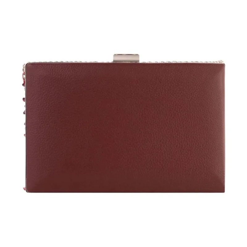 Gemy Maalouf Velvet One Shoulder Crossbody Clutches Women's Red-3