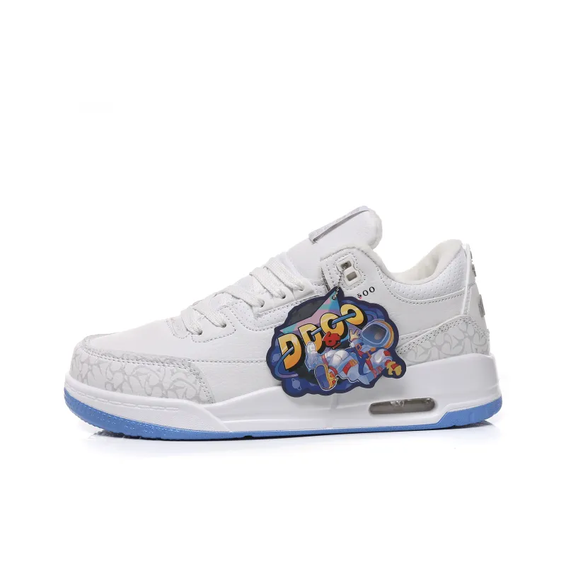 DD&OO Coverage Slip Resistant Waterproof Low Top Skateboard Shoes Unisex White Blue-42