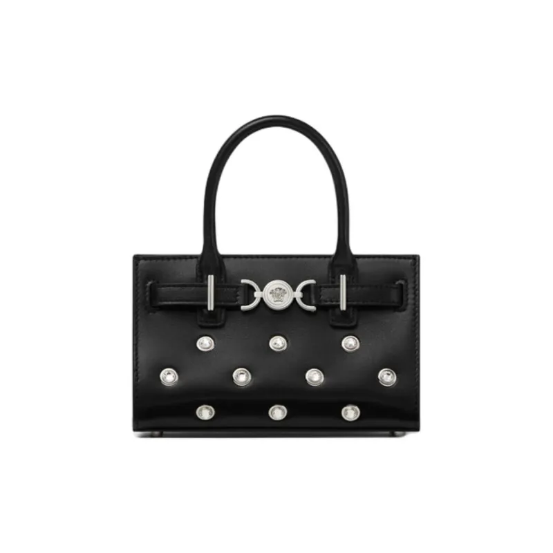 VERSACE Medusa '95 Lambskin Tote Bag Shopping Bag Handbag Mini Women's Black-0