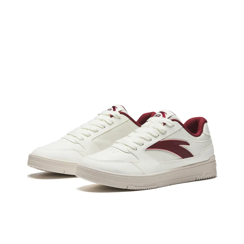 Anta Non-slip Lightweight Low-Top Skateboard Shoes Men's White Red-3
