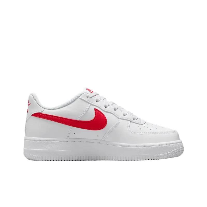 Nike Air Force 1 Lv8 Abrasion Resistant Low Top Kids' Skateboarding Shoes White/University Red Unisex-1