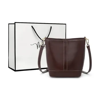 MILLIE'S Cow Leather Bonded Synthetic Leather Bucket Bags Shoulder Bags Regular Women's Wine Coffee/Brown