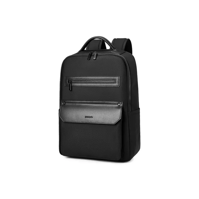 PIERRE CARDIN Nylon With Synthetic Leather Large Capacity Travel Backpack Tubas Men's Black-2