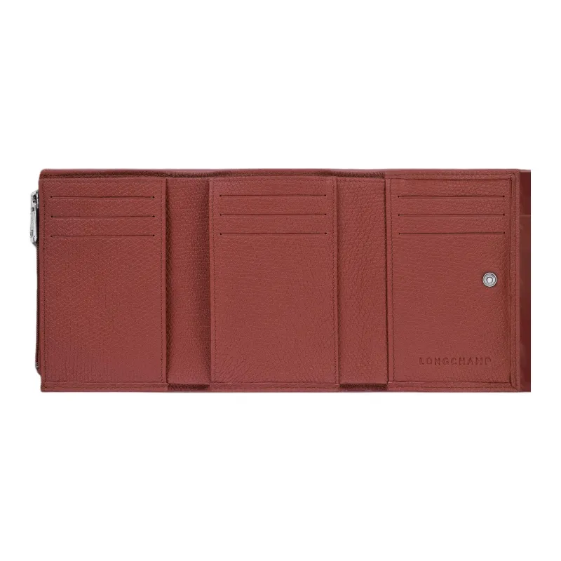 LONGCHAMP Le Roseau Cow Leather Wallet Women's Chestnut-2