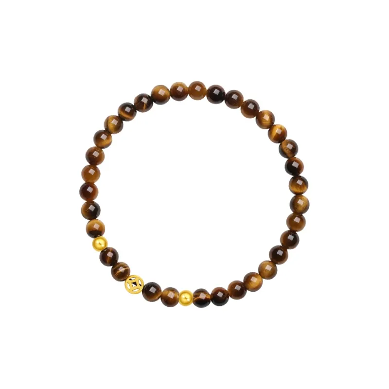 ZHOU LIU FU Silicified Crocidolite, Small Copper Coin Wealth Solid Gold Fixed Price Bracelets Women's-1