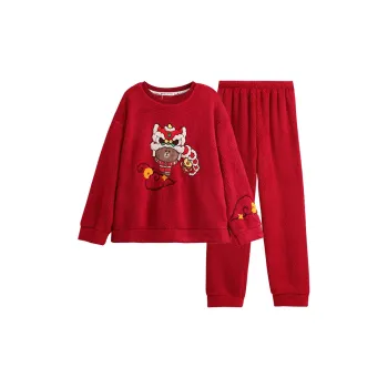 FENTENG x LINE FRIENDS Brown Bear Pajama Set Women's Red