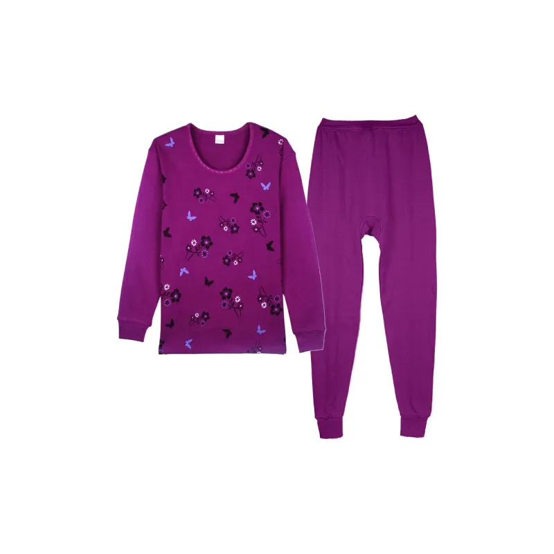 Cotton Gene Thermal Set Women's Fuchsia-0
