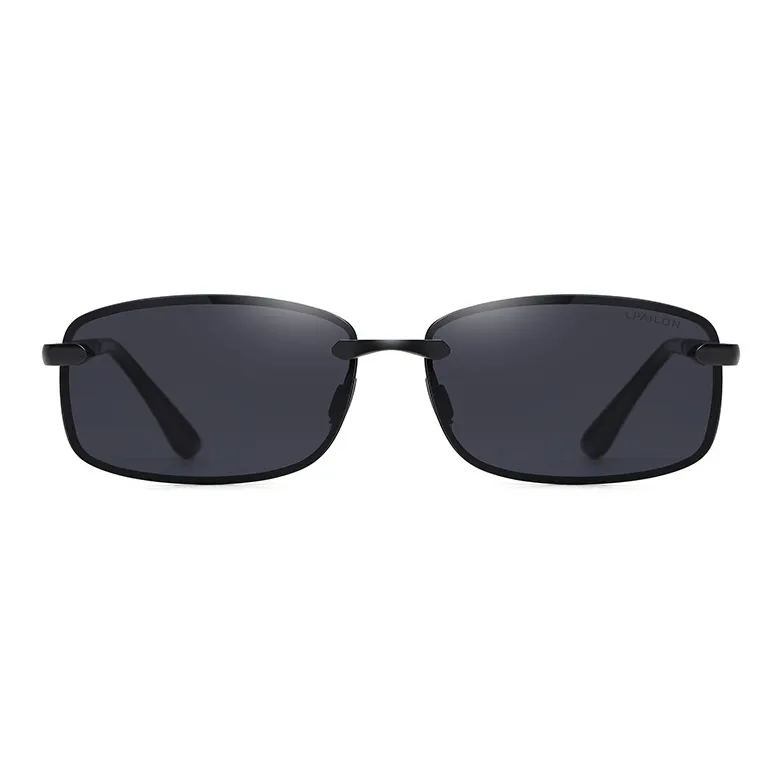 Thunder Pailong Alloy Square Sunglasses Men's Black Gray Gold-3