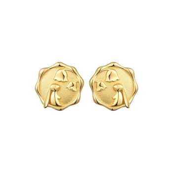 Social Talent Copper Gold Plated 18K 925 Sterling Silver Needle Stud Earrings Women's Gold
