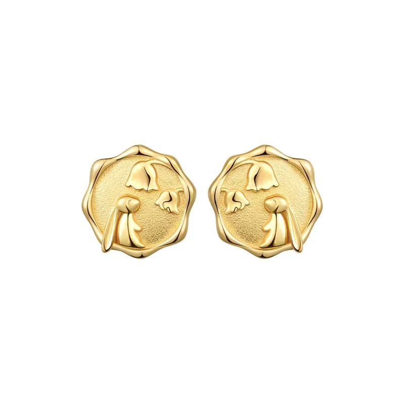 Social Talent Copper Gold Plated 18K 925 Sterling Silver Needle Stud Earrings Women's Gold-0