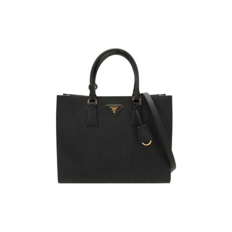 PRADA Calfskin Tote Bag, Shopping Bag, Shoulder Bag, Crossbody Bag, Handbag Medium Size Women's Black-0