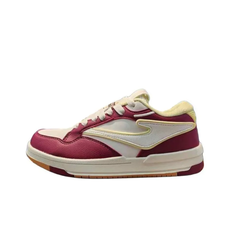 Erke No. 3 Single Slip-Resistant Cushioning Coverage Low-Top Skateboard Shoes Women's White Red Yellow-0