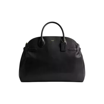 COACH Empire Natural Grain Leather Handbag Large Size Women's Black