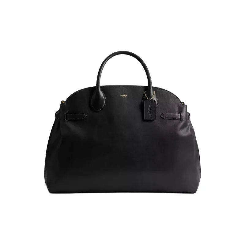 COACH Empire Natural Grain Leather Handbag Large Size Women's Black-0