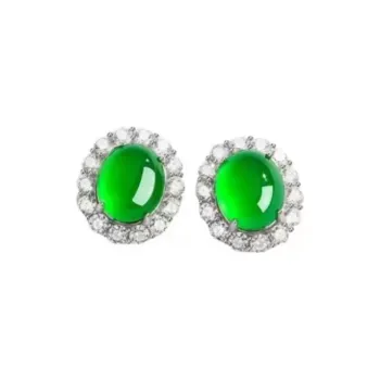 JUNWEN Chalcedony Stud Earrings Women's