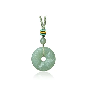 ZENGCAI Carved Mantra Jade Pendant Necklace Pendant Jade Ornament Pale Greenish White Jade Women's