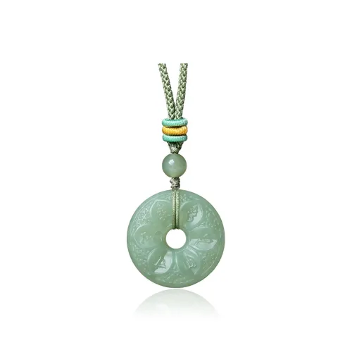 ZENGCAI Carved Mantra Jade Pendant Necklace Pendant Jade Ornament Pale Greenish White Jade Women's