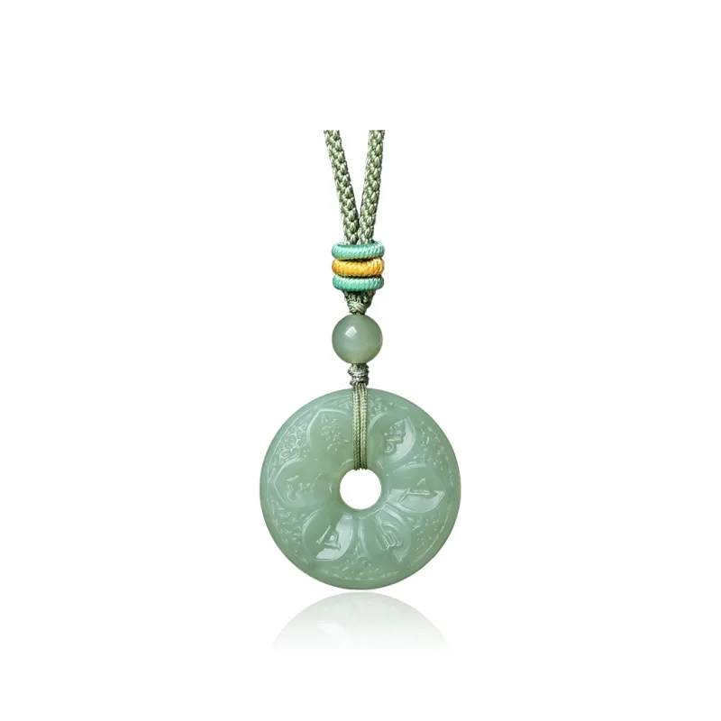 ZENGCAI Carved Mantra Jade Pendant Necklace Pendant Jade Ornament Pale Greenish White Jade Women's-0