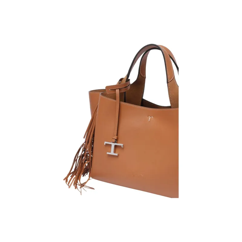 TOD'S Fringe Detailed T Logo Plaque Tote Bag-3
