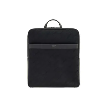 FERRAGAMO Calfskin Textile Backpack Men's Black