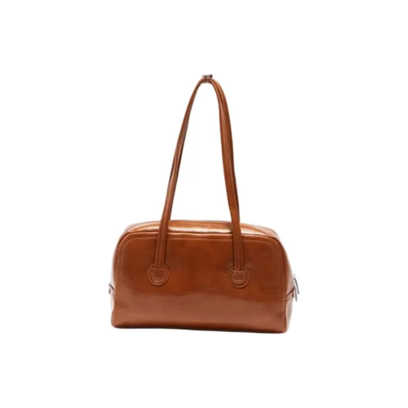 Three Blessings PU Shoulder Bag Medium Size Women's Brown/Black-2
