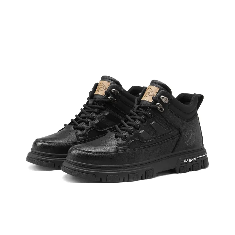 HLA Work Boots Men High Top Black/Brown-1