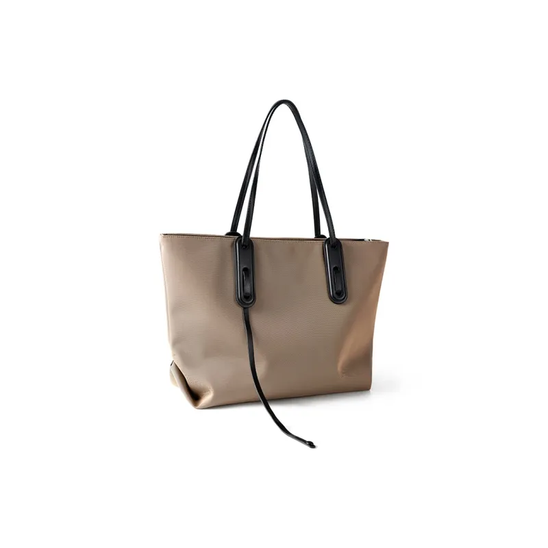 Vigno Synthetic Leather Tote Bag, Shopping Bag, Handbag, Shoulder Bag Women's Khaki/Black-13