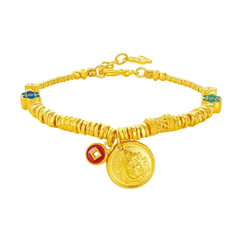 ZHOU LIU FU Traditional Style Gold Chain # Good Luck Jewelry Solid Gold Priced In Gram Gold Bracelet Women's