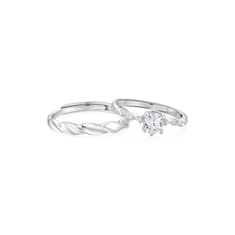 KADER 925 Silver Set With Diamonds Rings Unisex Silver-1