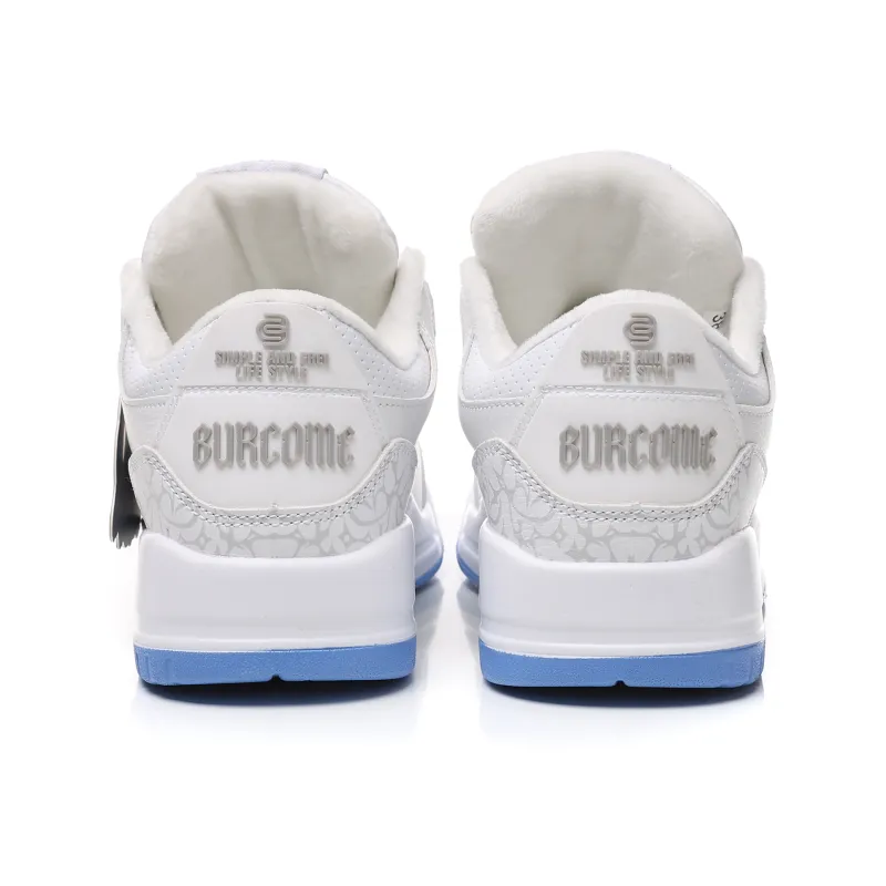 DD&OO Coverage Slip Resistant Waterproof Low Top Skateboard Shoes Unisex White Blue-46