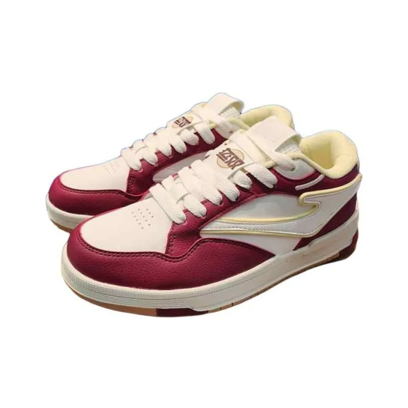 Erke No. 3 Single Slip-Resistant Cushioning Coverage Low-Top Skateboard Shoes Women's White Red Yellow-3
