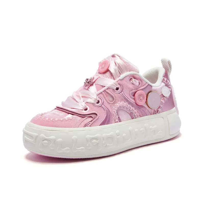 Palladium Anti Slip Wear Resistant Low Top Skateboard Shoes Unisex Light Pink-2