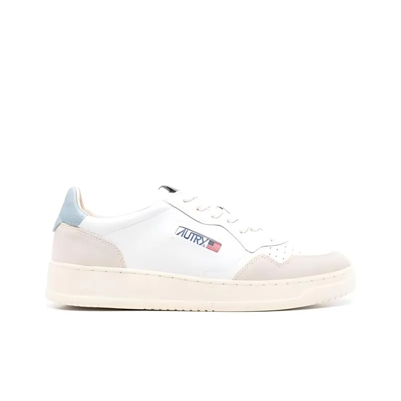 AUTRY Medalist Leather Low White Silver Blue Beige Women's-1