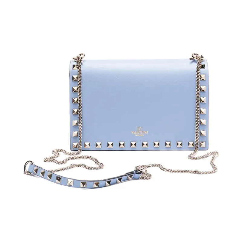 Valentino Calfskin Shoulder Bag Women's Blue-1