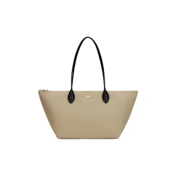 LACOSTE PVC One Shoulder Handbag Tubas Women's Beige Black