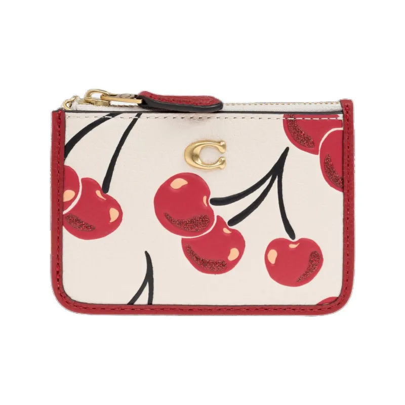 COACH Leather Card Holder Women's Cream-0