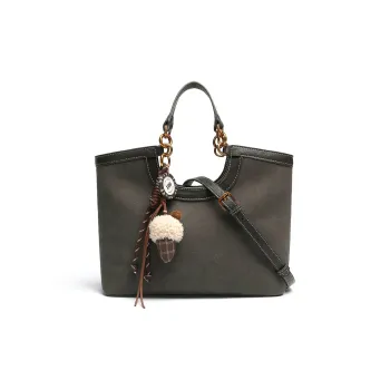 Mulinsen Polyurethane PU Tote Togo Shopping Bag Handbag Women's Dark Gray