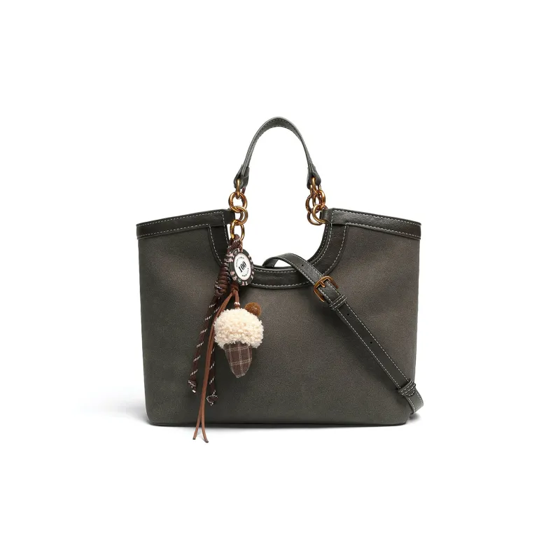 Mulinsen Polyurethane PU Tote Togo Shopping Bag Handbag Women's Dark Gray-0