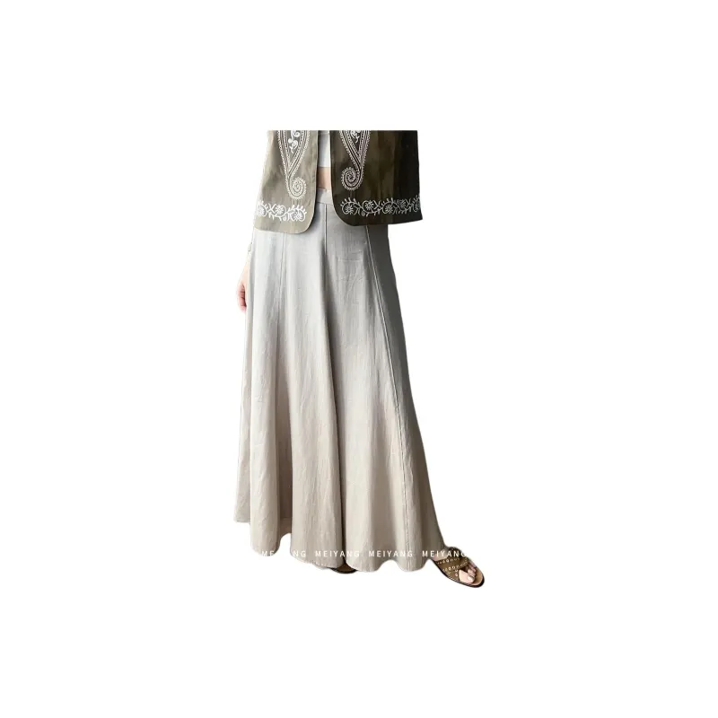MEIYANG Casual Long Skirts Women's Champagne-1