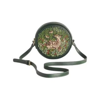 Fable PU Round Bag, Crossbody Bag, Shoulder Bag Medium Size Women's Green Deer