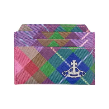 Vivienne Westwood Artificial Leather Card Holder Women's Candy Plaid