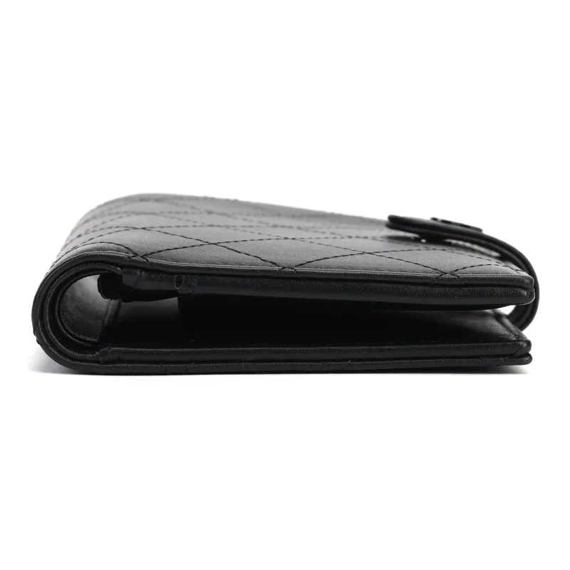 CHANEL Matte Cowhide Passport Holder With Card Slot Women's Black-3