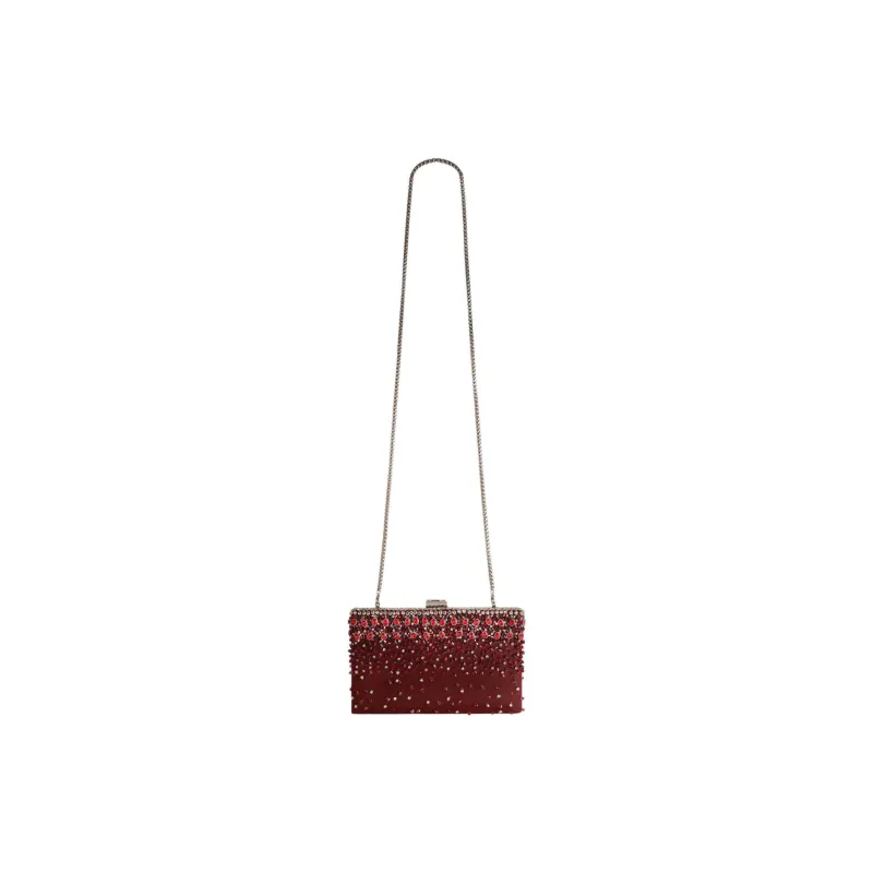 Gemy Maalouf Velvet One Shoulder Crossbody Clutches Women's Red-1